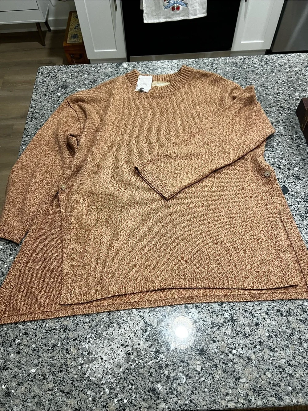 Free People Cozy 100% Cotton 2 Piece suit  Button-Detail Sweater Set in Camel